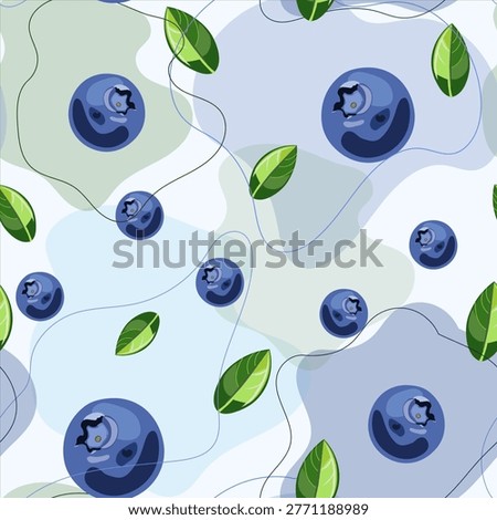 Blueberries seamless pattern. Berries texture.
Food vector. Dessert wallpaper. Blueberries vector background. Hand drawn