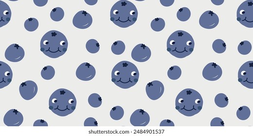 Blueberries seamless pattern. flat vector illustration. Template for Notebook covers, pattern for wallpapers, textile or nature background. hand-drawn vector elements. Healthy natural vitamin food