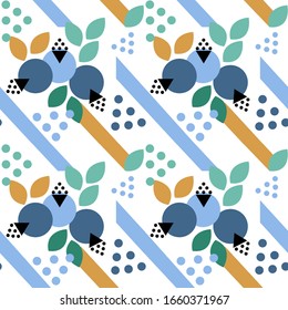 Blueberries seamless pattern for use as fabric, bed linen design, wrapping paper, textile, wallpaper