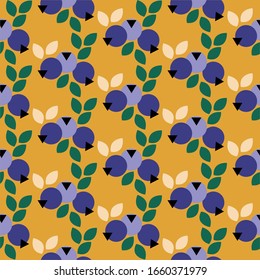 Motivo sin fisuras de arándanos. Ilustración vectorial para uso como textil, papel de envoltura, papel tapiz y tela