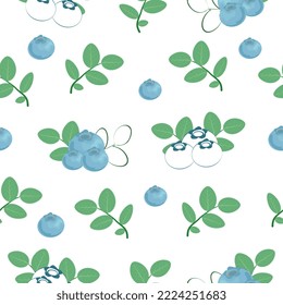 Blueberries, seamless pattern. Vector illustration