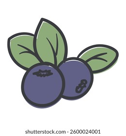 Blueberries. A simple hand-drawn icon with an offset outline. Vector illustration for print, sticker, banner