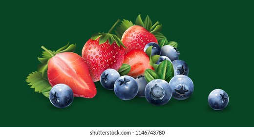 Blueberries and strawberries