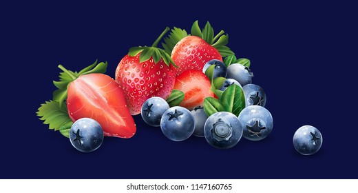 Blueberries and strawberries