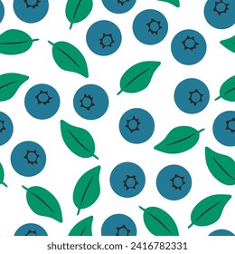 Blueberries vector cartoon seamless pattern background for wallpaper, wrapping, packing, and backdrop.