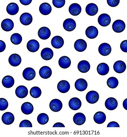 Blueberries, vector fruits, seamless background