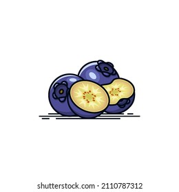 Ilustración del icono vectorial Blueberries con media pieza de arándanos 