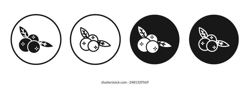 Blueberries vector icon set black filled and outlined style.