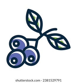 Blueberries Vector Thick Line Filled Dark Colors Icons For Personal And Commercial Use.
