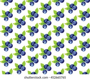 Blueberries Vintage pattern Vector. Watercolor painting. Blue, indigo, green colors 
