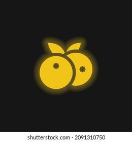 Blueberries yellow glowing neon icon