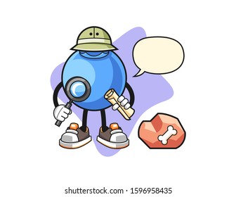 Blueberry archaeologist with speech bubble cartoon. Mascot Character vector.