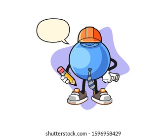 Blueberry architect with speech bubble cartoon. Mascot Character vector.