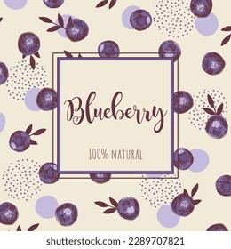 Blueberry background for the label or card. Vector graphic illustration
