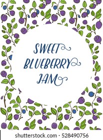 Blueberry background for the label or card. Vector illustration