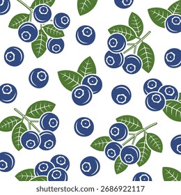 Fundo de mirtilo, conjunto de padrões. Ícone de coleção blueberry. Vetor