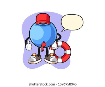 Blueberry beach lifeguard with speech bubble cartoon. Mascot Character vector.