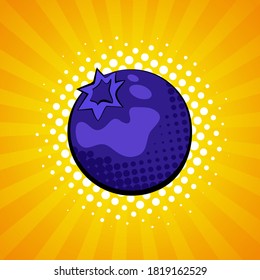 Blueberry berry in bright colorful pop-art style.