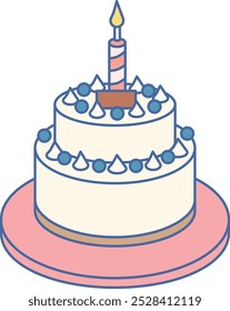 blueberry birthday cake with candles