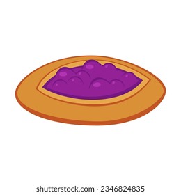 Blueberry biscuit with jam vector illustration. Cartoon drawing or sticker of tea time element isolated on white background. Desserts, pastry concept