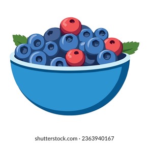 Blueberry bowl of ripe over white