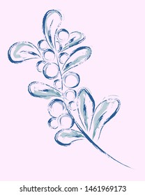 Blueberry branch vector postcard, icon, logo