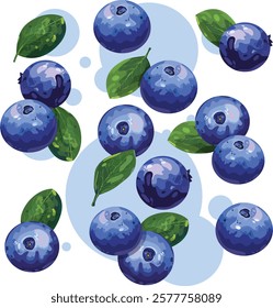 blueberry branches.berries for healthy nutrition flat vector illustration set.Blueberry in cartoon style on a white background. Vector illustration.
