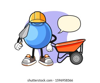 Blueberry builder with speech bubble cartoon. Mascot Character vector.