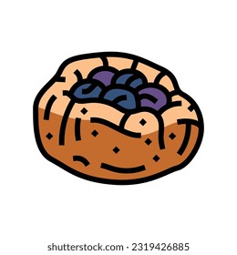 blueberry bun food meal color icon vector. blueberry bun food meal sign. isolated symbol illustration