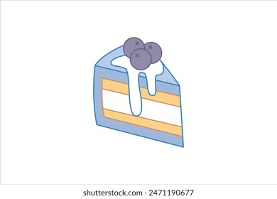 Blueberry Cake Flat Sticker Design