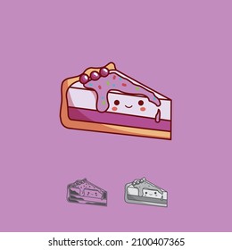 Blueberry Cake Icon Character with vector Illustration. Colorful, color variations, editable, and resizable. 