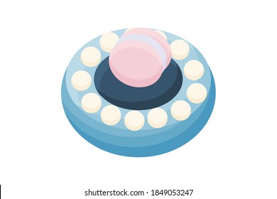 Pastel de arándano con Macaron rosa