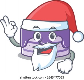 Blueberry cake in Santa cartoon character style with ok finger