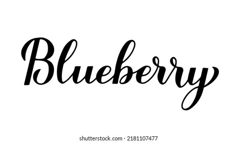 Blueberry calligraphy hand lettering isolated on white. Fresh summer berry. Vector template for typography poster, banner, sticker, shirt, etc.