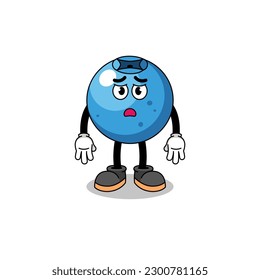 blueberry cartoon illustration with sad face , character design