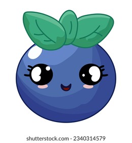 personaje de arándano azul lindo con ojos ilustrador gráfico vectorial