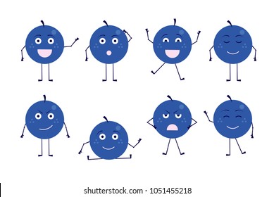 Blueberry character with different emotions