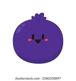 Blueberry character. Funny fruit emoticon in flat style. Blueberry cartoon isolated vector.