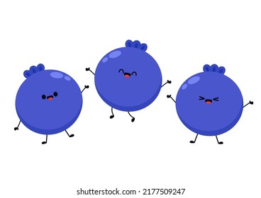 Blueberry Character Vector. Blueberry On White Background. Cute Blueberry Vector.