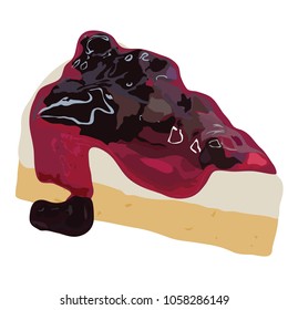 Blueberry Cheese cake on white background,vector illustration eps 8