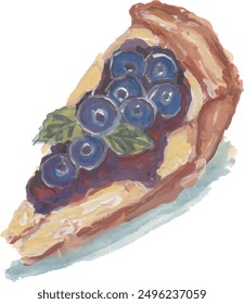 Blueberry cheesecake watercolor illustration clipart design
