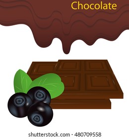 Blueberry chocolate, background. Vector illustration.