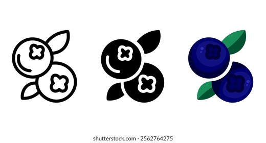 Blueberry color icon. Ripe blue berry symbol. Fresh fruit sign. Summer pictogram.