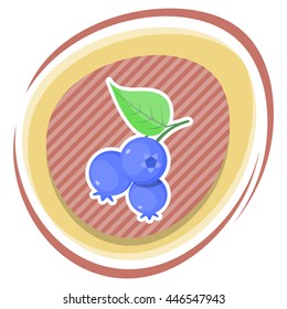 Blueberry colorful icon. Vector illustration in cartoon style