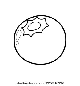 Blueberry coloring page for adults and kids. Black and white print with berry in cartoon style. Outline fruit isolated element. Vector illustration