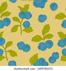 Blueberry composition, in a seamless pattern design, perfect to use on the web, or in print, for surface design