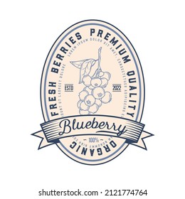 Blueberry Confectionary Abstract Vector Sign, Symbol or Logo Template.