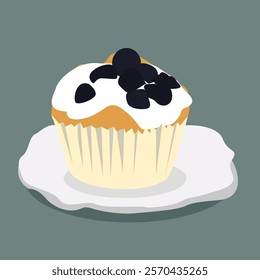 blueberry cupcake cute flat sweet dessert snack food