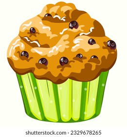 blueberry cupcake in green packaging