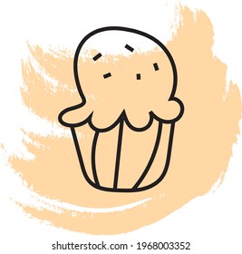 Bizcocho de arándano, ilustración de icono, vector sobre fondo blanco